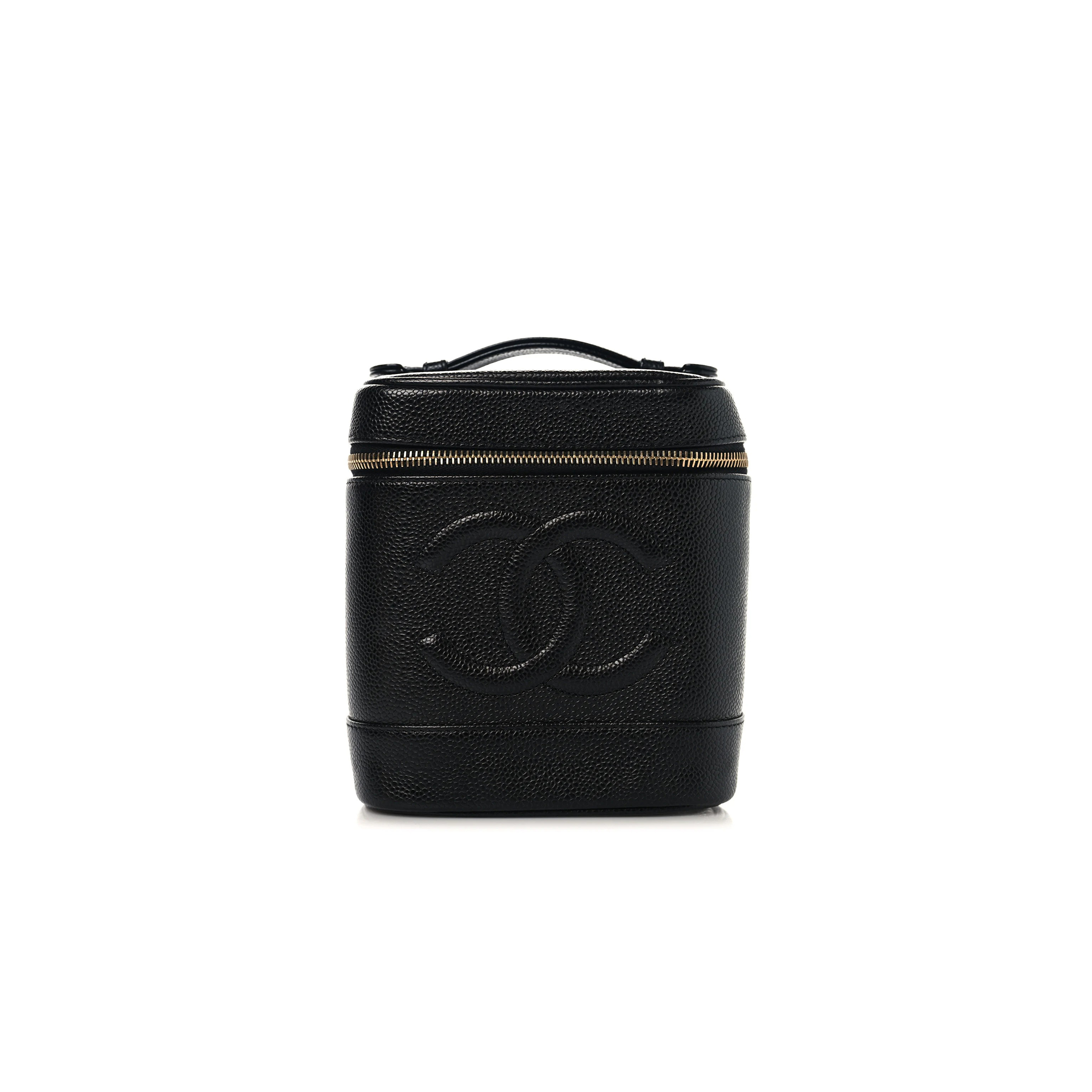 CHANEL CAVIAR VANITY COSMETIC CASE BLACK (17*15*13cm)